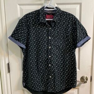 Report Collection Paper Airplanes Short Sleeve Men’s Shirt Cotton Size Large